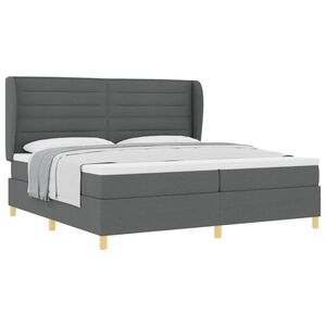 vidaXL Kastītes atsperu gulta Tum&scaron;i pelēks 200 x 200 cm audums