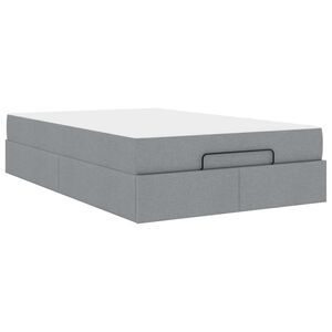 vidaXL Gultas rāmis ar matraci 2 pcs Gai&scaron;i pelēka audums