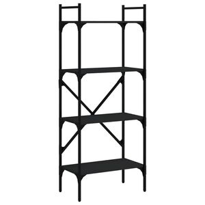 vidaXL grāmatu plaukts, 4 līmeņi, melns, 56x31,5x138,5 cm, koks