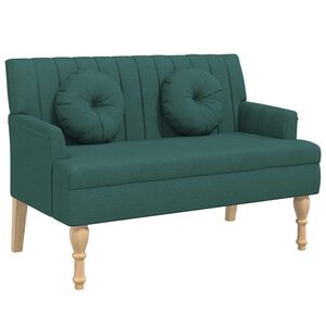 vidaXL sols ar spilveniem, 113x64,5x75,5 cm, tum&scaron;i zaļ&scaron; audums