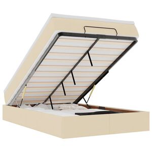 vidaXL Osmaņu gultas rāmis ar matrača krēmkrāsas 120x190 cm audums