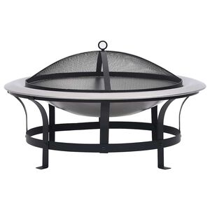 vidaXL dārza ugunskura bļoda ar restīti, nerūsējo&scaron;s tērauds, 76 cm