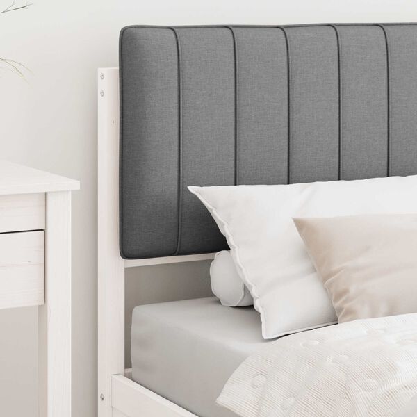 vidaXL Gultas rāmis ar polsterētu galvas balstu Gai&scaron;i pelēks