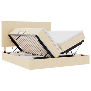 vidaXL Glabā&scaron;anas gulta ar galvas klāju Krēms 180 x 200 cm Audums