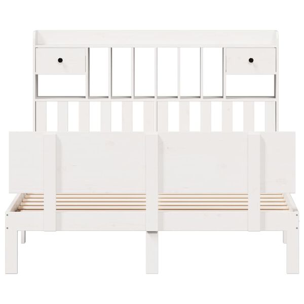 vidaXL gulta ar grāmatu plauktu, bez matrača, 140x200 cm, priedes koks