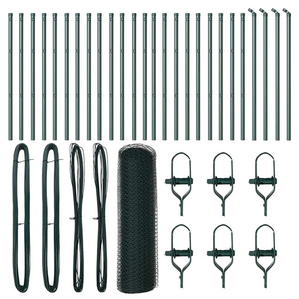 vidaXL Žoga āķis Zaļa 50 x 0,5 m (25 mm siets) Tērauds un PVC