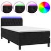 vidaXL atsperu gulta ar matraci, LED, melns samts, 90x200 cm