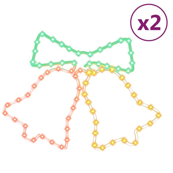 vidaXL Ziemassvētku zvaniņu figūras, 2 gab., 72 LED, 50x56 cm