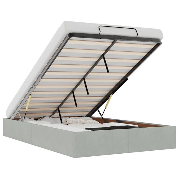 vidaXL Osmaņu gultas rāmis bez matrača gai&scaron;i pelēks 120x190 cm samts