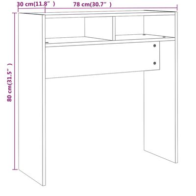 vidaXL konsoles galds, pelēka ozolkoka, 78x30x80 cm, inženierijas koks