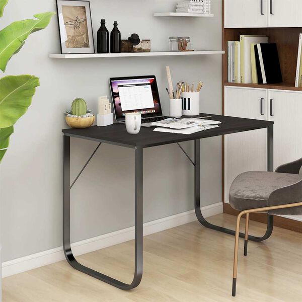 vidaXL datorgalds, 110x60x73 cm, skaidu plāksne, melns