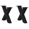 vidaXL kafijas galdiņa kājas, 2 gab., X-veida, melnas, 50x(42-43) cm, tērauds