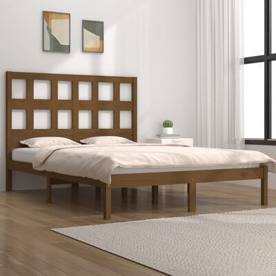 vidaXL gultas rāmis, medus brūns, priedes masīvkoks, 200x200 cm
