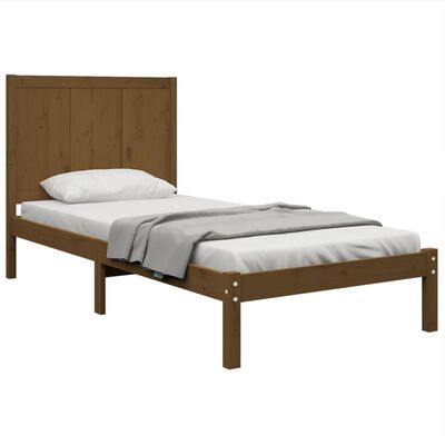 vidaXL gultas rāmis, medus brūns, priedes masīvkoks, 100x200 cm