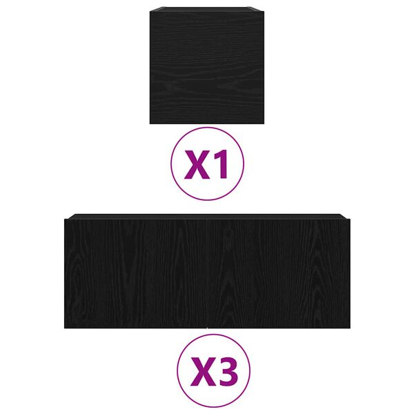 vidaXL TV skapī&scaron;u komplekts Melns ozolkoks Inženierijas koks