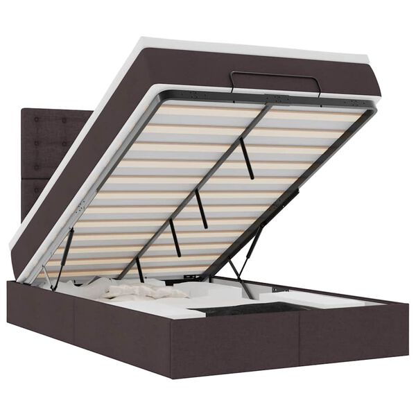 vidaXL Osmaņu gultas rāmis ar matrača tum&scaron;i pelēks 120x200 cm audums