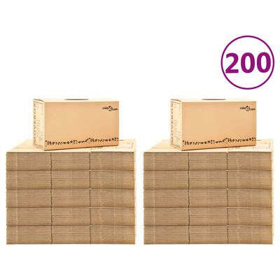 vidaXL pārvākšanās kastes, 200 gab., kartons, XXL, 60x33x34 cm