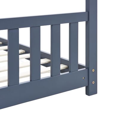 vidaXL bērnu gultas rāmis, pelēks, 80x160 cm, priedes masīvkoks