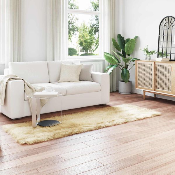 vidaXL Mākslīgā aitādas paklājs Tafalla Krēmkrāsa 80 x 250 cm