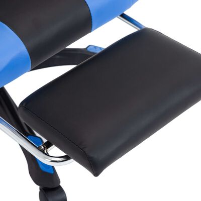 vidaXL biroja krēsls ar kāju balstu, zila un melna mākslīgā āda
