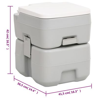vidaXL portatīvā kempinga tualete, pelēka un balta, 20+10 L, HDPE