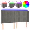 vidaXL gultas galvgalis ar LED, 203x16x118/128 cm, gai&scaron;i pelēks samts