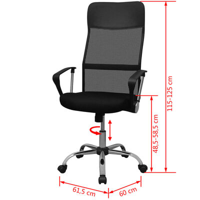 vidaXL pus-mākslīgās ādas ofisa krēsls, 61,5 x 60 cm, melnā krāsā