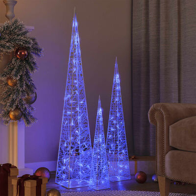 vidaXL dekoratīvi LED lampiņu rotājumi, akrils, 60/90/120 cm, zili