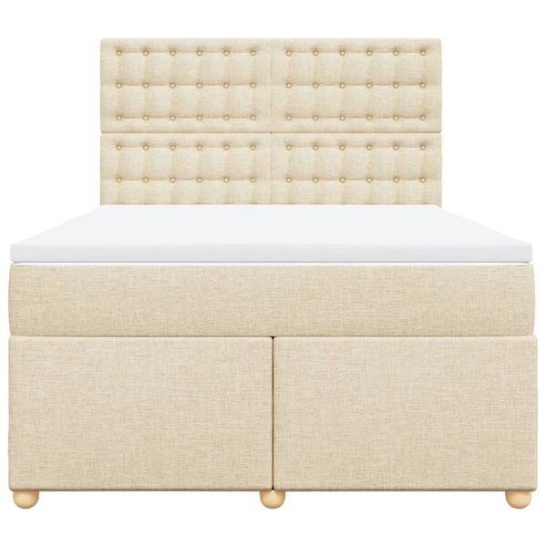 vidaXL atsperu gulta ar matraci, krēmkrāsas, 160x200 cm, audums