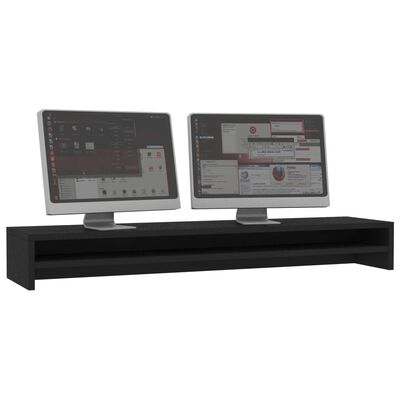 vidaXL monitora paliktnis, 100x24x13 cm, skaidu plāksne, melns