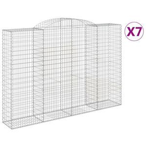 vidaXL arkveida gabiona grozi, 7 gb., 300x50x200/220cm, cinkota dzelzs