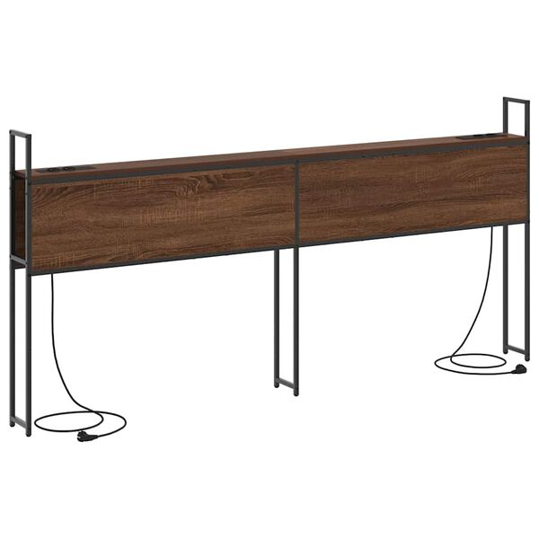 vidaXL Uzglabā&scaron;anas galvas balsts ar uzlādes staciju brūna ozolkoka