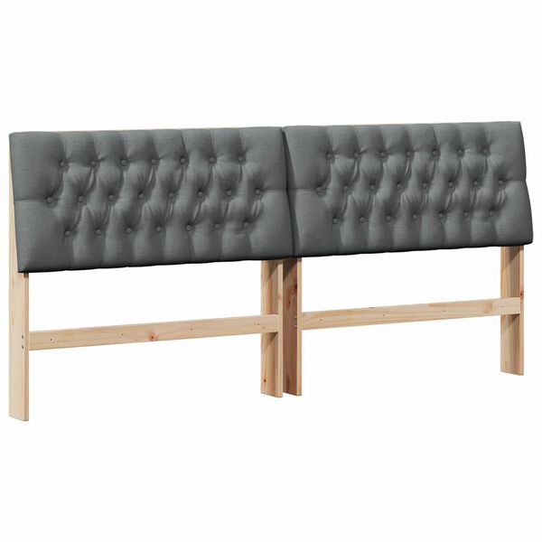 vidaXL Mīkstināts gultas galvgalis Tum&scaron;i pelēks 200 cm