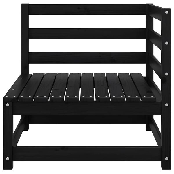 vidaXL 2-vietīgs dārza dīvāns ar matračiem, melns priedes masīvkoks