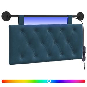 vidaXL Piekaramais gultas galvgalis Ar LED gaismu Zila Samts