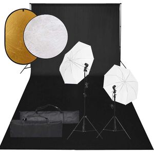 vidaXL fotostudijas komplekts &ndash; gaismas, fons, reflektori