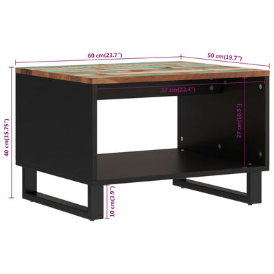 vidaXL kafijas galdiņš, 60x50x40 cm, pārstrādāts masīvkoks