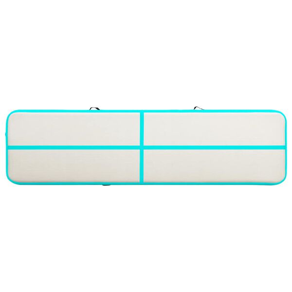 vidaXL piepū&scaron;ams vingro&scaron;anas paklājs ar pumpi, 600x100x15 cm, zaļ&scaron; PVC