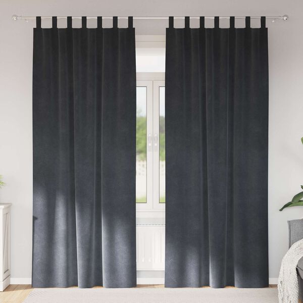 vidaXL Aptum&scaron;ojo&scaron;ie aizkari 2 pcs Gai&scaron;i pelēks 140 x 245 cm Samts