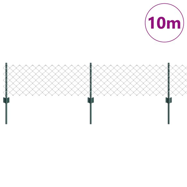 vidaXL Žogs ar stabu Zaļa 0,4 x 10 m Tērauds un PVC
