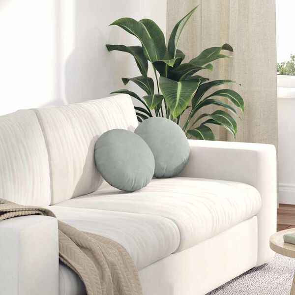 vidaXL Sēdvietas spilventiņi 2 pcs Gai&scaron;i pelēks &Oslash; 40 x 13 cm Samts