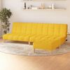 vidaXL divvietīga dīvāngulta ar kājsoliņu, dzeltens audums