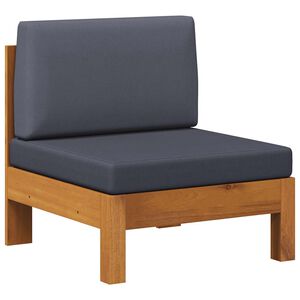 vidaXL vidējais dīvāns, tum&scaron;i pelēki spilveni, akācijas masīvkoks