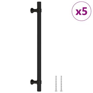 vidaXL skapja rokturi, 5 gab., melni, 192 mm, nerūsējo&scaron;ais tērauds