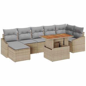 vidaXL Dārza dīvānu komplekts 8 pcs Bē&scaron;s un pelēks
