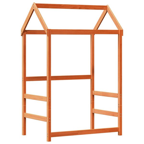 vidaXL gulta ar solu un jumtu, vaska brūna, 75x190 cm, priedes koks