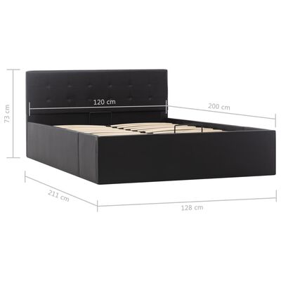 vidaXL gulta, hidraulikas mehānisms, melna mākslīgā āda, 120x200 cm