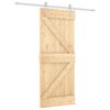 vidaXL Slīdo&scaron;ās durvis Dabisks un balts 85 x 210 cm Cieta priedes koks