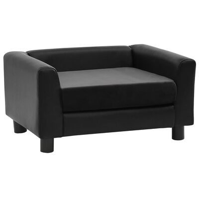 vidaXL suņu dīvāns, melns, 60x43x30 cm, plīšs, mākslīgā āda