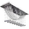 Griestu lampa ar mirdzo&scaron;ām kristālu pērlītēm, balta, 8xG9, 29 cm